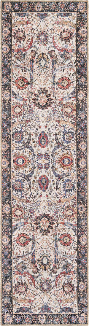 Washable Ivory 2' 7 x 10' Timeless Runner Area Rug Easy to Clean Stain Resistant & Durable Traditional Classic Vintage Design Carpet for Sale at Rug Engine