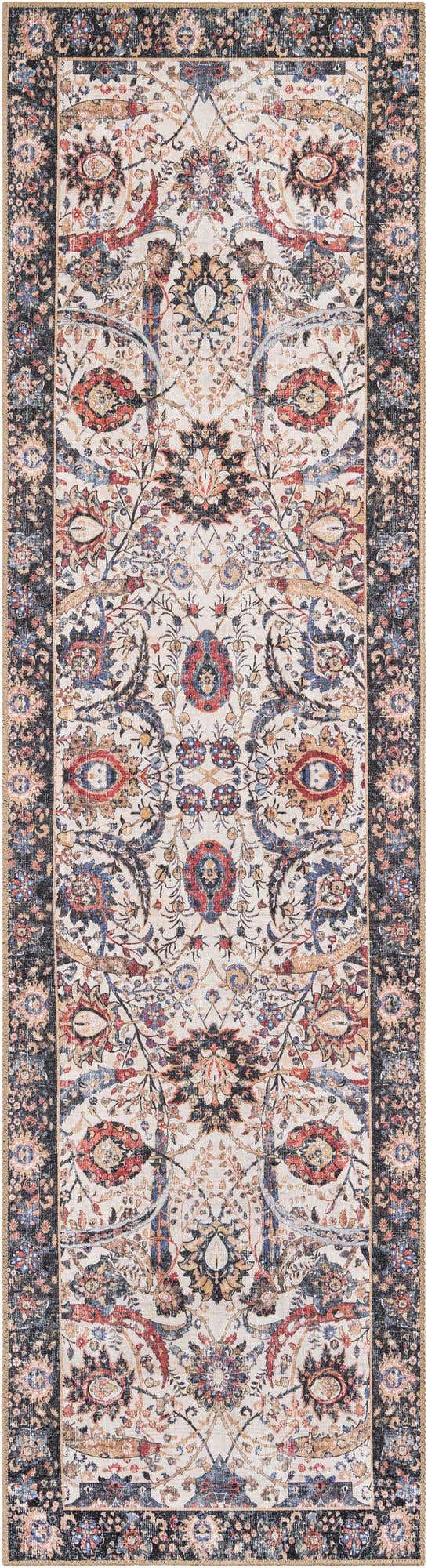 Washable Ivory 2' 7 x 10' Timeless Runner Area Rug Easy to Clean Stain Resistant & Durable Traditional Classic Vintage Design Carpet for Sale at Rug Engine