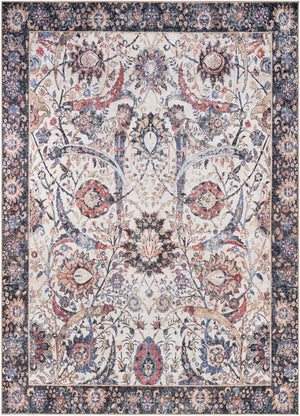 Washable Ivory 9' 5 x 13' 1 Timeless Rectangle Area Rug Easy to Clean Stain Resistant & Durable Traditional Classic Vintage Design Carpet for Sale at Rug Engine
