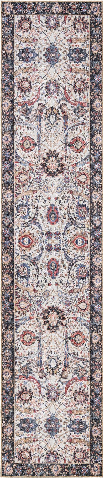 Washable Ivory 2' 7 x 12' Timeless Runner Area Rug Easy to Clean Stain Resistant & Durable Traditional Classic Vintage Design Carpet for Sale at Rug Engine