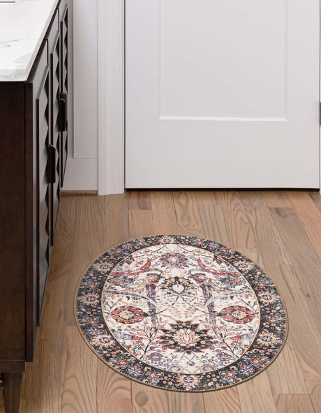 Washable Ivory 2' x 3' 1 Timeless Oval Area Rug Easy to Clean Stain Resistant & Durable