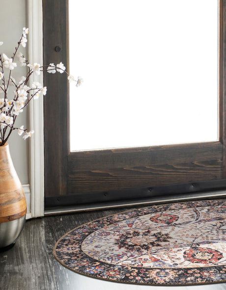 Washable Ivory 2' x 3' 1 Timeless Oval Area Rug Easy to Clean Stain Resistant & Durable