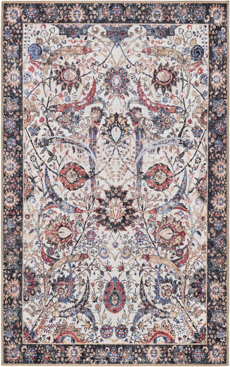 Washable Ivory 3' 6 x 5' 6 Timeless Rectangle Area Rug Easy to Clean Stain Resistant & Durable Traditional Classic Vintage Design Carpet for Sale at Rug Engine
