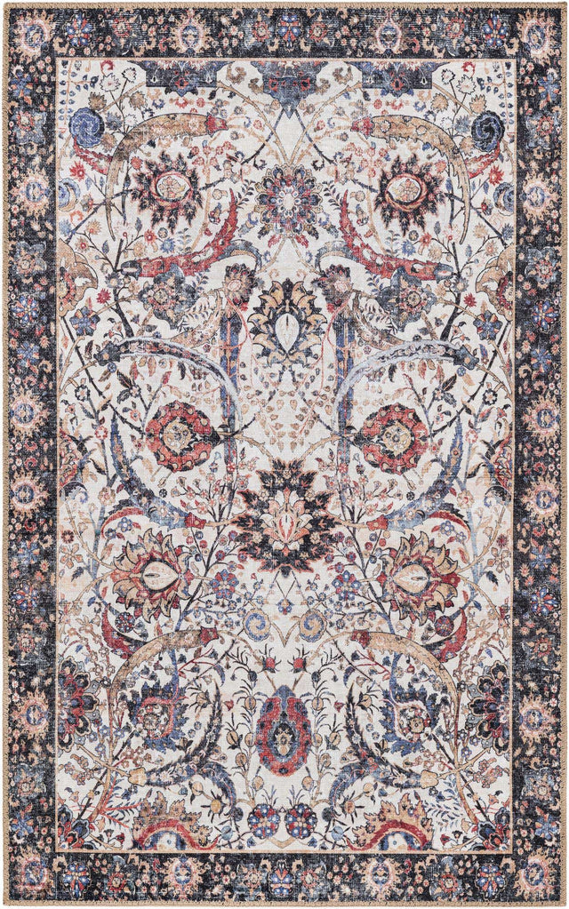 Washable Ivory 3' 6 x 5' 6 Timeless Rectangle Area Rug Easy to Clean Stain Resistant & Durable Traditional Classic Vintage Design Carpet for Sale at Rug Engine