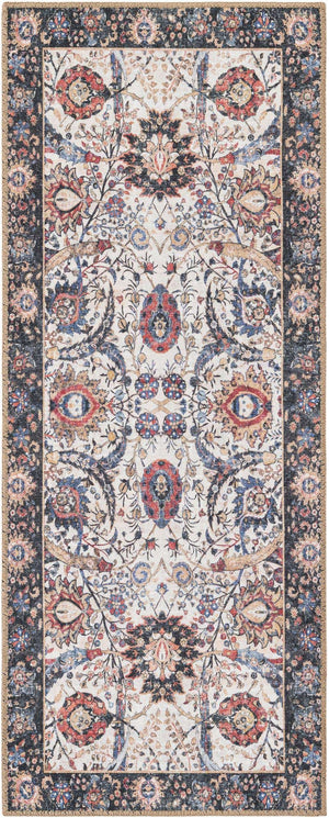 Washable Ivory 2' x 5' 1 Timeless Runner Area Rug Easy to Clean Stain Resistant & Durable Traditional Classic Vintage Design Carpet for Sale at Rug Engine