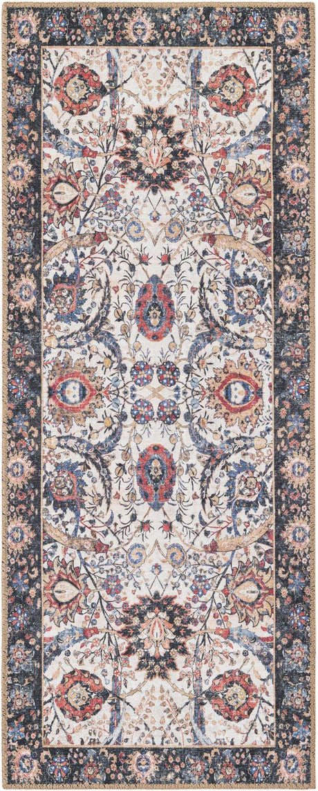 Washable Ivory 2' x 5' 1 Timeless Runner Area Rug Easy to Clean Stain Resistant & Durable Traditional Classic Vintage Design Carpet for Sale at Rug Engine
