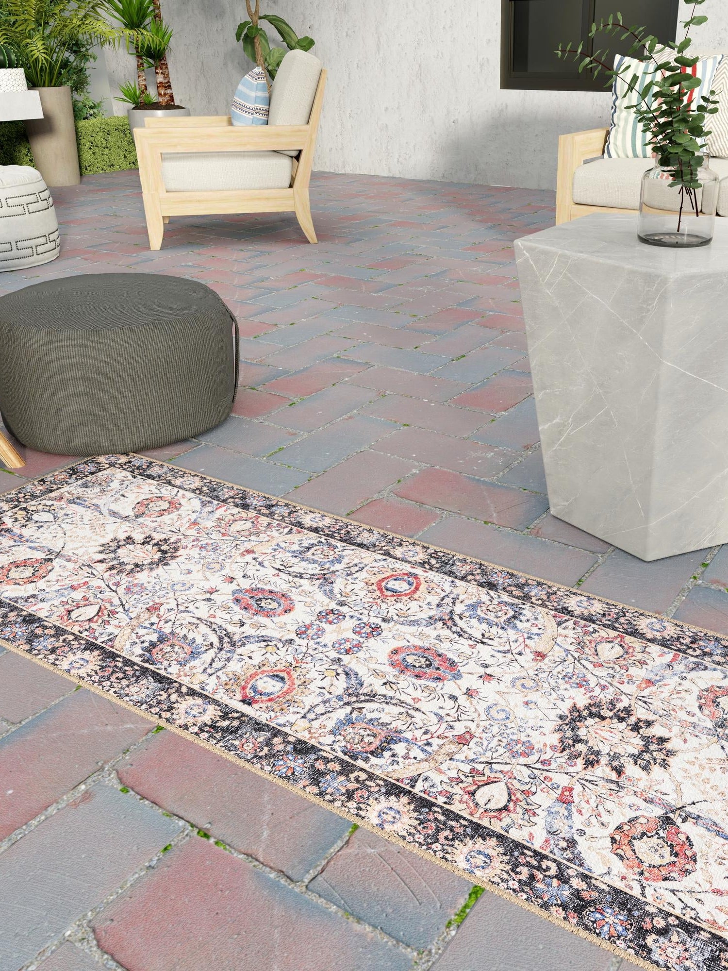 Washable Ivory 2' x 5' 1 Timeless Runner Area Rug Easy to Clean Stain Resistant & Durable Traditional Classic Vintage Design Carpet for Sale at Rug Engine