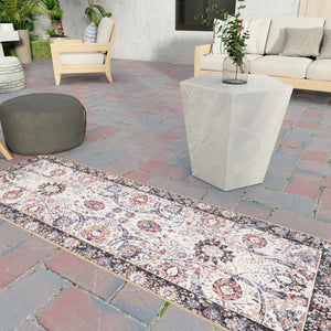 Washable Ivory 2' x 6' 1 Timeless Runner Area Rug Easy to Clean Stain Resistant & Durable Traditional Classic Vintage Design Carpet for Sale at Rug Engine