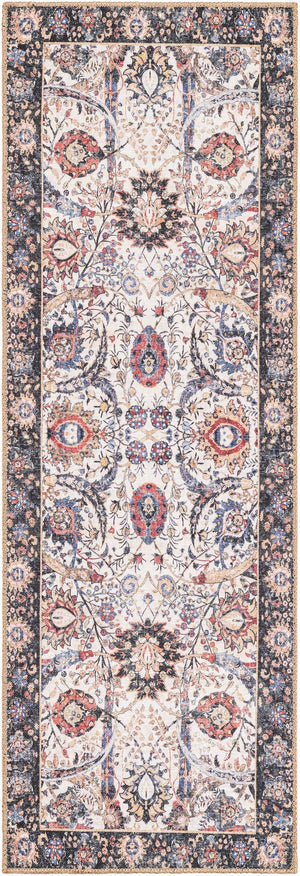 Washable Ivory 2' x 6' 1 Timeless Runner Area Rug Easy to Clean Stain Resistant & Durable Traditional Classic Vintage Design Carpet for Sale at Rug Engine