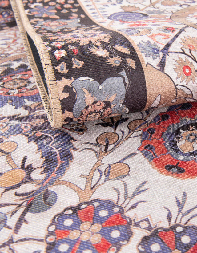 Washable Ivory 2' x 2' Timeless Round Area Rug Easy to Clean Stain Resistant & Durable Traditional Classic Vintage Design Carpet for Sale at Rug Engine