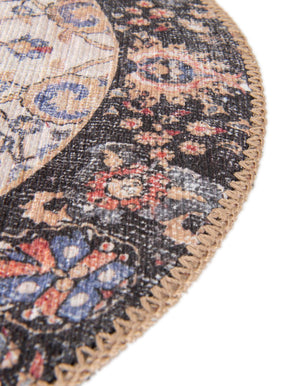 Washable Ivory 2' x 2' Timeless Round Area Rug Easy to Clean Stain Resistant & Durable Traditional Classic Vintage Design Carpet for Sale at Rug Engine