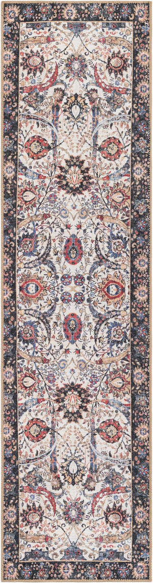 Washable Ivory 2' x 8' Timeless Runner Area Rug Easy to Clean Stain Resistant & Durable Traditional Classic Vintage Design Carpet for Sale at Rug Engine
