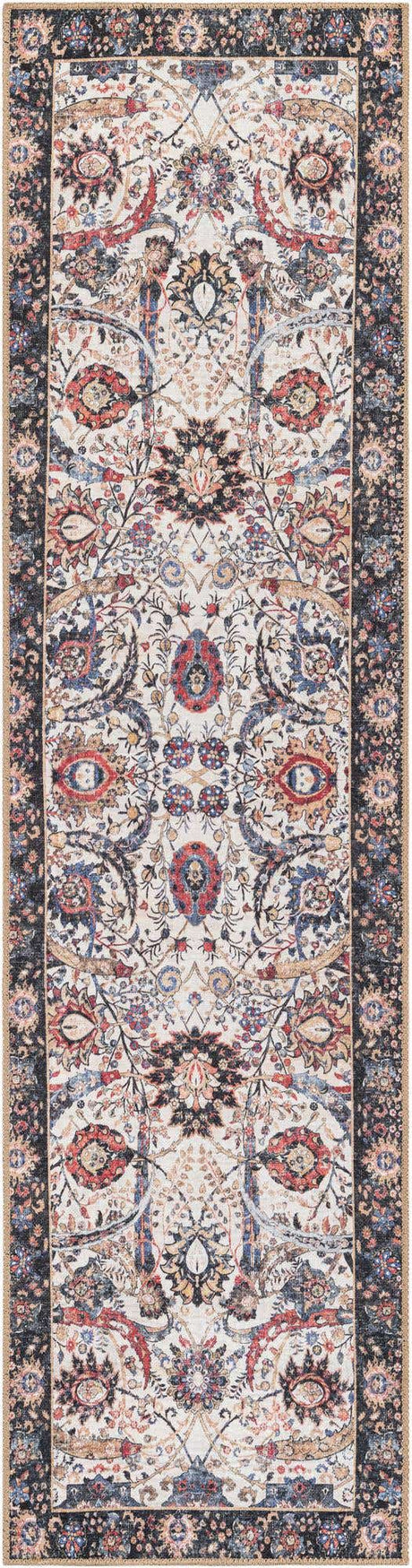 Washable Ivory 2' x 8' Timeless Runner Area Rug Easy to Clean Stain Resistant & Durable Traditional Classic Vintage Design Carpet for Sale at Rug Engine