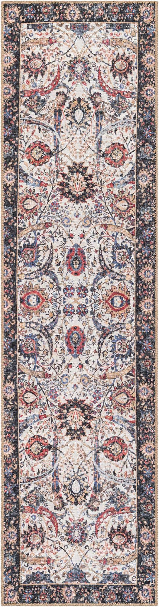 Washable Ivory 2' x 8' Timeless Runner Area Rug Easy to Clean Stain Resistant & Durable Traditional Classic Vintage Design Carpet for Sale at Rug Engine