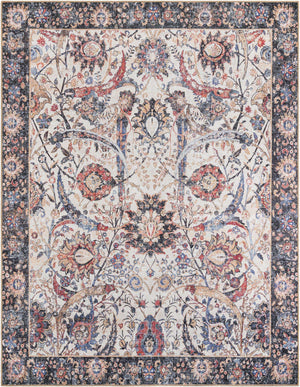Washable Ivory 7' 10 x 10' Timeless Rectangle Area Rug Easy to Clean Stain Resistant & Durable Traditional Classic Vintage Design Carpet for Sale at Rug Engine