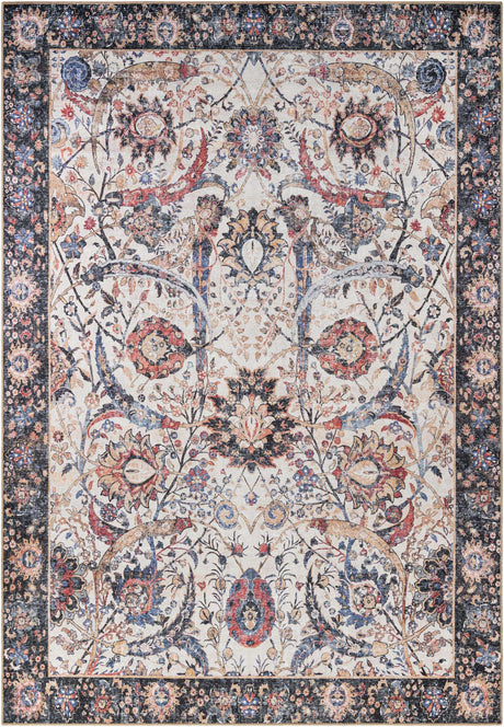 Washable Ivory 8' 4 x 12' Timeless Rectangle Area Rug Easy to Clean Stain Resistant & Durable Traditional Classic Vintage Design Carpet for Sale at Rug Engine