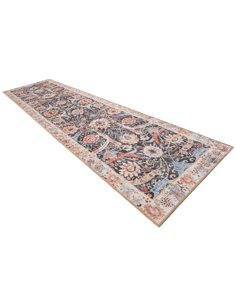 Washable Black 2' 7 x 10' Timeless Runner Area Rug Easy to Clean Stain Resistant & Durable Traditional Classic Vintage Design Carpet for Sale at Rug Engine