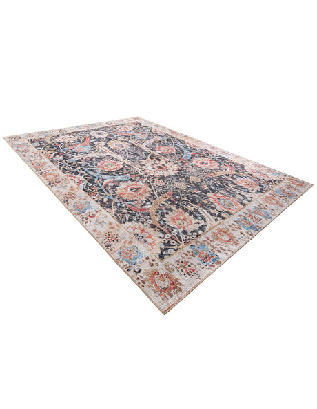 Washable Black 9' 5 x 13' 1 Timeless Rectangle Area Rug Easy to Clean Stain Resistant & Durable Traditional Classic Vintage Design Carpet for Sale at Rug Engine