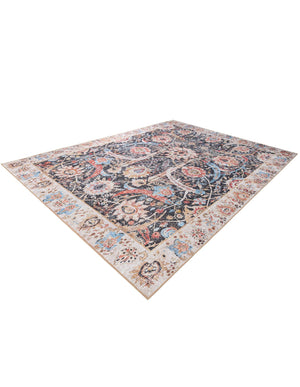 Washable Black 9' 5 x 13' 1 Timeless Rectangle Area Rug Easy to Clean Stain Resistant & Durable Traditional Classic Vintage Design Carpet for Sale at Rug Engine
