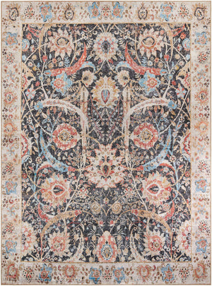 Washable Black 9' 5 x 13' 1 Timeless Rectangle Area Rug Easy to Clean Stain Resistant & Durable Traditional Classic Vintage Design Carpet for Sale at Rug Engine