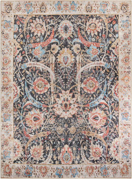 Washable Black 9' 5 x 13' 1 Timeless Rectangle Area Rug Easy to Clean Stain Resistant & Durable Traditional Classic Vintage Design Carpet for Sale at Rug Engine
