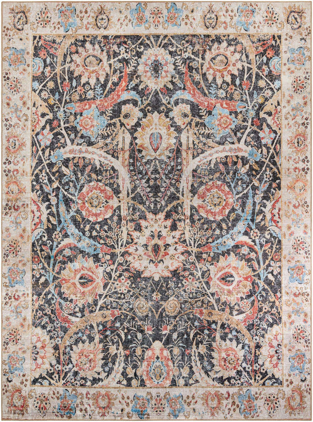 Washable Black 9' 5 x 13' 1 Timeless Rectangle Area Rug Easy to Clean Stain Resistant & Durable Traditional Classic Vintage Design Carpet for Sale at Rug Engine