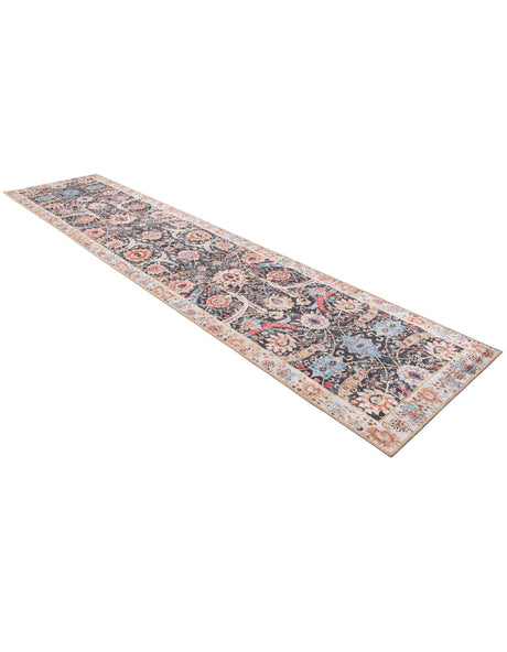 Washable Black 2' 7 x 12' Timeless Runner Area Rug Easy to Clean Stain Resistant & Durable Traditional Classic Vintage Design Carpet for Sale at Rug Engine