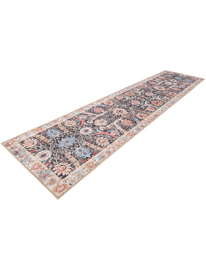 Washable Black 2' 7 x 12' Timeless Runner Area Rug Easy to Clean Stain Resistant & Durable Traditional Classic Vintage Design Carpet for Sale at Rug Engine