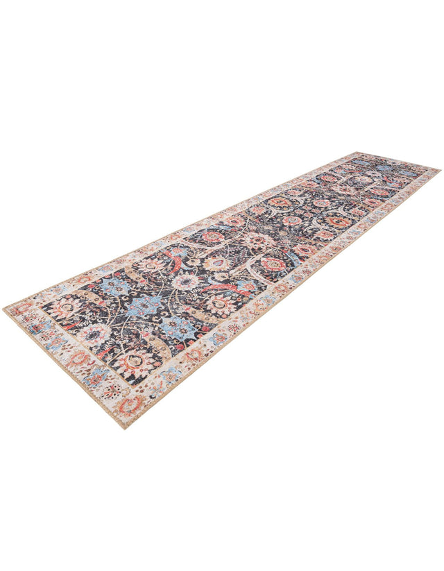 Washable Black 2' 7 x 12' Timeless Runner Area Rug Easy to Clean Stain Resistant & Durable Traditional Classic Vintage Design Carpet for Sale at Rug Engine