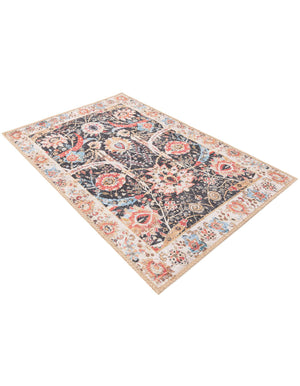 Washable Black 2' x 3' 1 Timeless Rectangle Area Rug Easy to Clean Stain Resistant & Durable Traditional Classic Vintage Design Carpet for Sale at Rug Engine