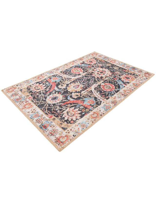 Washable Black 2' x 3' 1 Timeless Rectangle Area Rug Easy to Clean Stain Resistant & Durable Traditional Classic Vintage Design Carpet for Sale at Rug Engine