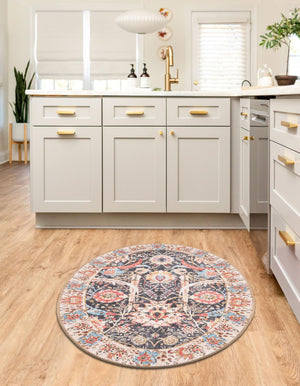 Washable Black 2' x 3' 1 Timeless Oval Area Rug Easy to Clean Stain Resistant & Durable Traditional Classic Vintage Design Carpet for Sale at Rug Engine
