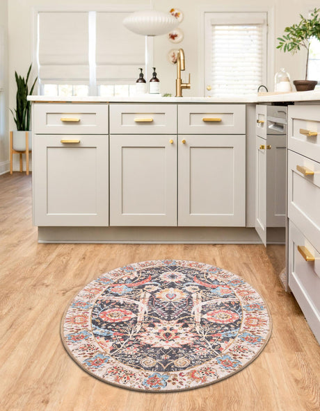 Washable Black 2' x 3' 1 Timeless Oval Area Rug Easy to Clean Stain Resistant & Durable Traditional Classic Vintage Design Carpet for Sale at Rug Engine