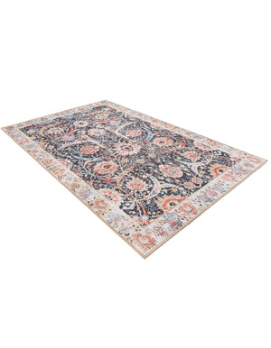 Washable Black 3' 6 x 5' 6 Timeless Rectangle Area Rug Easy to Clean Stain Resistant & Durable Traditional Classic Vintage Design Carpet for Sale at Rug Engine