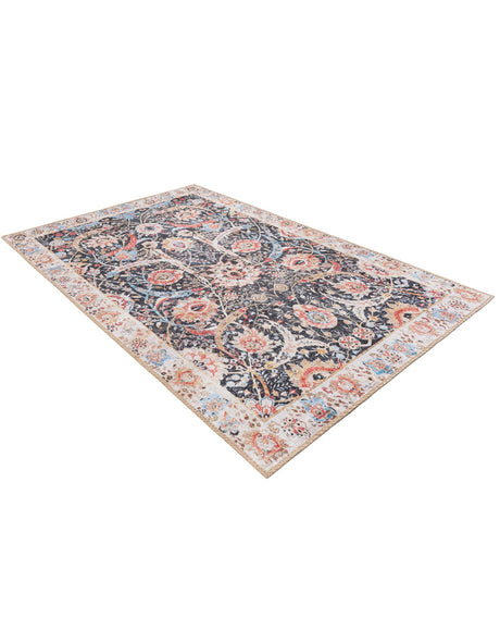 Washable Black 3' 6 x 5' 6 Timeless Rectangle Area Rug Easy to Clean Stain Resistant & Durable Traditional Classic Vintage Design Carpet for Sale at Rug Engine