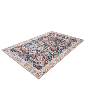 Washable Black 3' 6 x 5' 6 Timeless Rectangle Area Rug Easy to Clean Stain Resistant & Durable Traditional Classic Vintage Design Carpet for Sale at Rug Engine