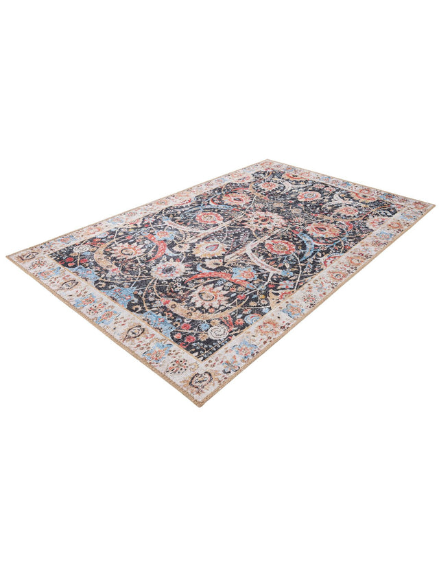 Washable Black 3' 6 x 5' 6 Timeless Rectangle Area Rug Easy to Clean Stain Resistant & Durable Traditional Classic Vintage Design Carpet for Sale at Rug Engine
