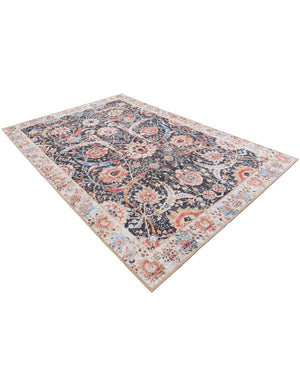 Washable Black 4' 1 x 6' 1 Timeless Rectangle Area Rug Easy to Clean Stain Resistant & Durable Traditional Classic Vintage Design Carpet for Sale at Rug Engine