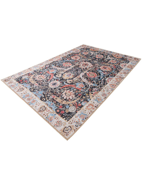Washable Black 4' 1 x 6' 1 Timeless Rectangle Area Rug Easy to Clean Stain Resistant & Durable Traditional Classic Vintage Design Carpet for Sale at Rug Engine