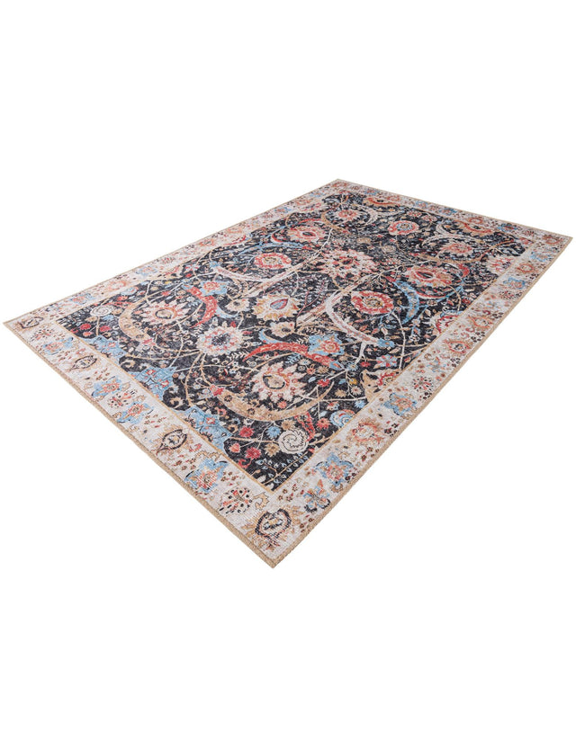 Washable Black 4' 1 x 6' 1 Timeless Rectangle Area Rug Easy to Clean Stain Resistant & Durable Traditional Classic Vintage Design Carpet for Sale at Rug Engine