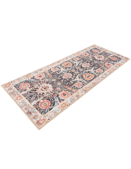 Washable Black 2' x 5' 1 Timeless Runner Area Rug Easy to Clean Stain Resistant & Durable Traditional Classic Vintage Design Carpet for Sale at Rug Engine