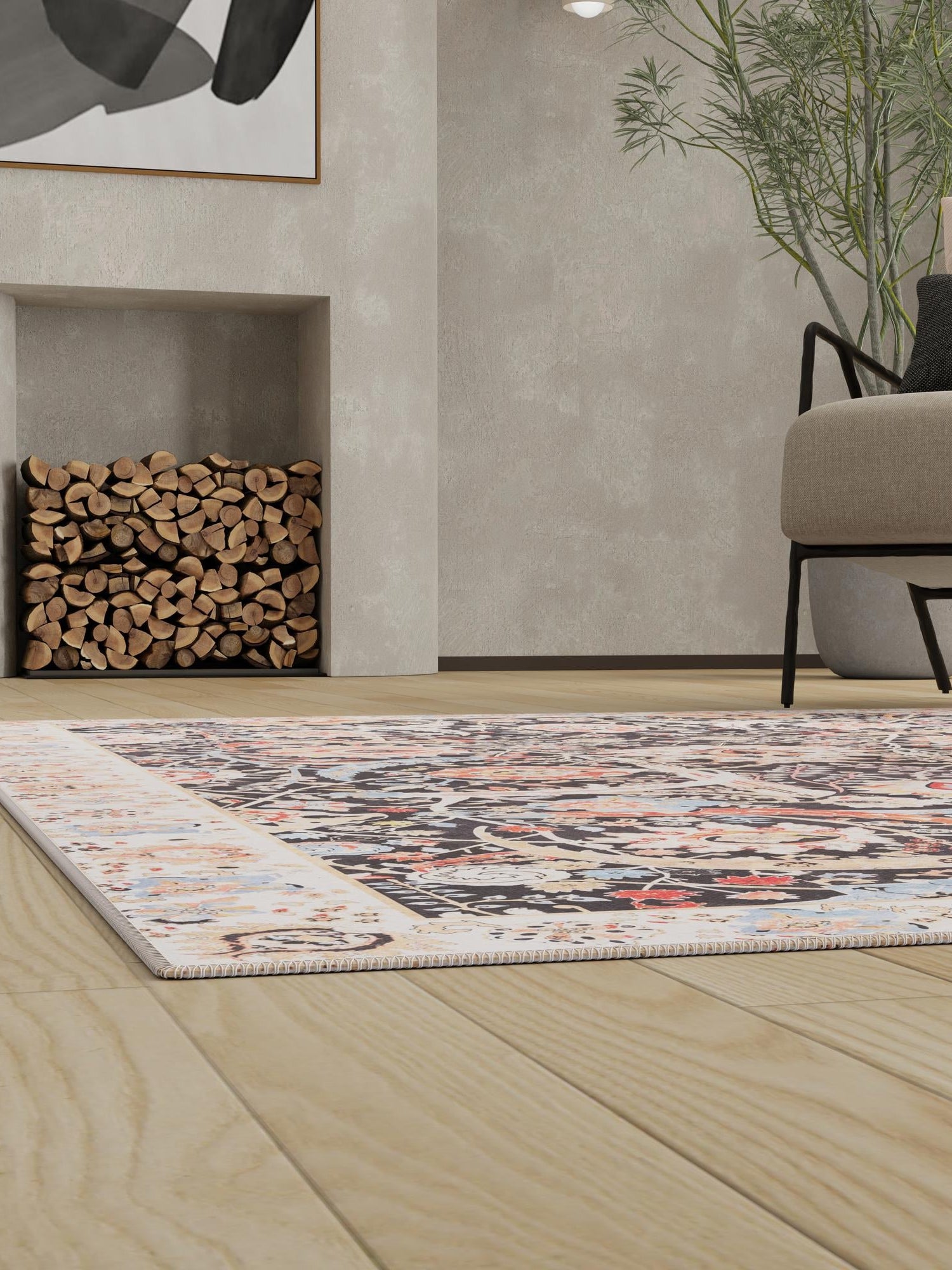 Washable Black 9' 5 x 13' 1 Timeless Rectangle Area Rug Easy to Clean Stain Resistant & Durable Traditional Classic Vintage Design Carpet for Sale at Rug Engine