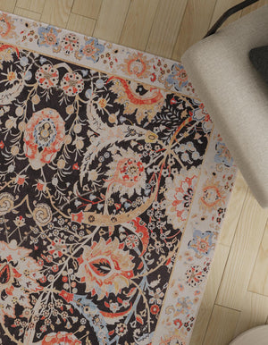 Washable Black 7' 10 x 10' Timeless Rectangle Area Rug Easy to Clean Stain Resistant & Durable Traditional Classic Vintage Design Carpet for Sale at Rug Engine
