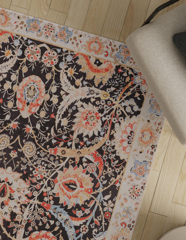 Washable Black 8' 4 x 12' Timeless Rectangle Area Rug Easy to Clean Stain Resistant & Durable Traditional Classic Vintage Design Carpet for Sale at Rug Engine