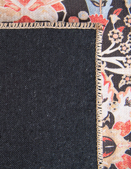 Washable Black 3' 6 x 5' 6 Timeless Rectangle Area Rug Easy to Clean Stain Resistant & Durable Traditional Classic Vintage Design Carpet for Sale at Rug Engine
