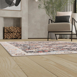 Washable Black 9' 5 x 13' 1 Timeless Rectangle Area Rug Easy to Clean Stain Resistant & Durable Traditional Classic Vintage Design Carpet for Sale at Rug Engine