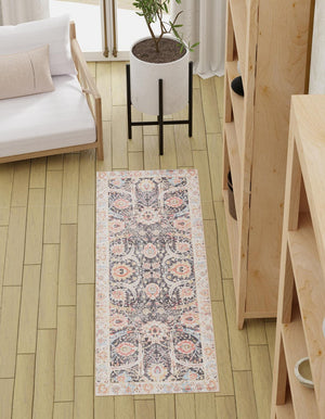 Washable Black 2' 7 x 12' Timeless Runner Area Rug Easy to Clean Stain Resistant & Durable Traditional Classic Vintage Design Carpet for Sale at Rug Engine