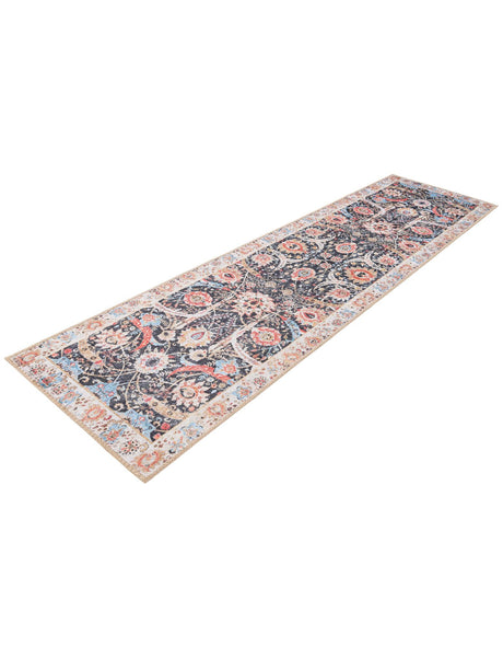 Washable Black 2' x 8' Timeless Runner Area Rug Easy to Clean Stain Resistant & Durable Traditional Classic Vintage Design Carpet for Sale at Rug Engine