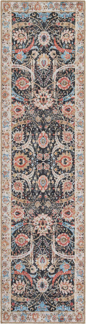 Washable Black 2' x 8' Timeless Runner Area Rug Easy to Clean Stain Resistant & Durable Traditional Classic Vintage Design Carpet for Sale at Rug Engine
