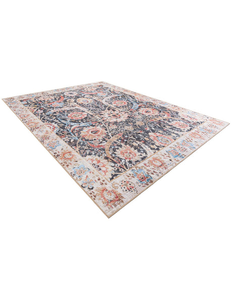 Washable Black 7' 10 x 10' Timeless Rectangle Area Rug Easy to Clean Stain Resistant & Durable Traditional Classic Vintage Design Carpet for Sale at Rug Engine